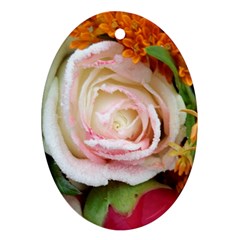 Floral Bouquet Orange Pink Rose Oval Ornament (two Sides) by yoursparklingshop