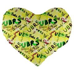 Ubrs Yellow Large 19  Premium Flano Heart Shape Cushions by Rokinart