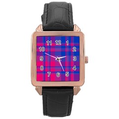 Bisexual Plaid Rose Gold Leather Watch  by NanaLeonti