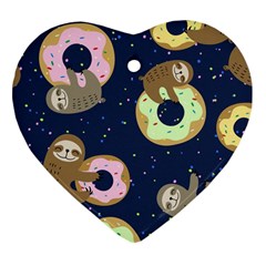 Cute Sloth With Sweet Doughnuts Ornament (heart) by Sobalvarro