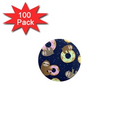 Cute Sloth With Sweet Doughnuts 1  Mini Magnets (100 Pack)  by Sobalvarro