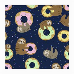 Cute Sloth With Sweet Doughnuts Medium Glasses Cloth (2 Sides) by Sobalvarro