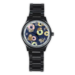 Cute Sloth With Sweet Doughnuts Stainless Steel Round Watch by Sobalvarro