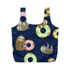 Cute Sloth With Sweet Doughnuts Full Print Recycle Bag (m) by Sobalvarro