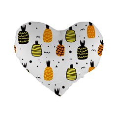 Pineapples Standard 16  Premium Flano Heart Shape Cushions by Sobalvarro