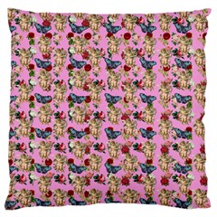 Angel Cherub Butterflies Pink Large Cushion Case (one Side) by snowwhitegirl