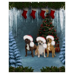 Christmas, Cute Dogs With Christmas Hat Drawstring Bag (small) by FantasyWorld7