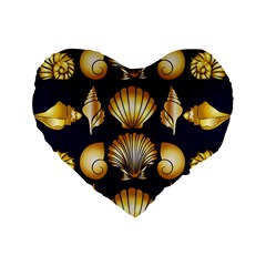 Snails See Shells Golden Standard 16  Premium Flano Heart Shape Cushions by Vaneshart