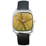 Leaves Design Pattern Nature Square Metal Watch