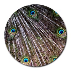 Peacock Feathers Pattern Colorful Round Mousepads by Vaneshart