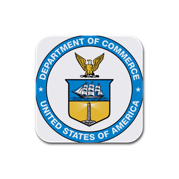 Seal of United States Department of Commerce Rubber Square Coaster (4 pack) 