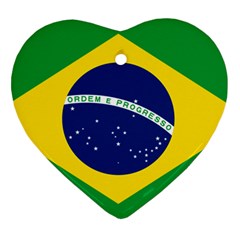 Flag Of Brazil Heart Ornament (two Sides) by abbeyz71