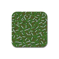 Pepe The Frog Face Pattern Green Kekistan Meme Rubber Square Coaster (4 Pack)  by snek