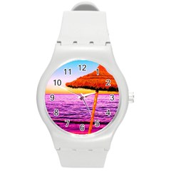 Pop Art Beach Umbrella  Round Plastic Sport Watch (m) by essentialimage
