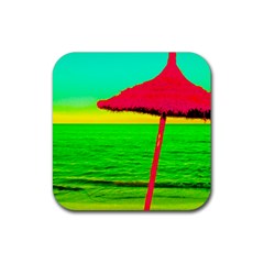 Pop Art Beach Umbrella Rubber Coaster (square)  by essentialimage