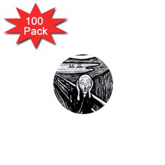 The Scream Edvard Munch 1893 Original Lithography Black And White Engraving 1  Mini Magnets (100 Pack)  by snek