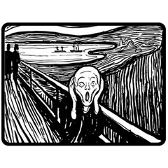 The Scream Edvard Munch 1893 Original Lithography Black And White Engraving Fleece Blanket (large)  by snek