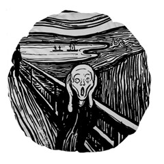 The Scream Edvard Munch 1893 Original Lithography Black And White Engraving Large 18  Premium Flano Round Cushions by snek