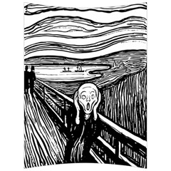The Scream Edvard Munch 1893 Original Lithography Black And White Engraving Back Support Cushion by snek