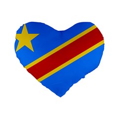 Flag Of The Democratic Republic Of The Congo Standard 16  Premium Flano Heart Shape Cushions by abbeyz71