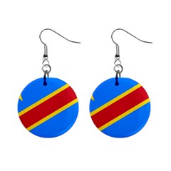 Flag Of The Democratic Republic Of The Congo, 2003-2006 Mini Button Earrings by abbeyz71
