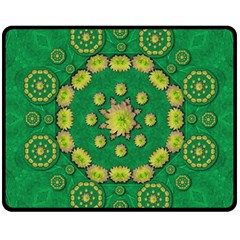 Fauna Bloom Mandalas On Bohemian Green Leaves Double Sided Fleece Blanket (medium)  by pepitasart