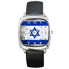 Grunge Flag Of Israel Square Metal Watch by trulycreative