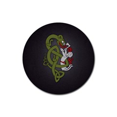 Pepe The Frog Rare Celtic Viking Norse Dragon Pattern Deus Vult Medieval Wojak Crusader Rubber Coaster (round)  by snek