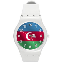 Flag Of Azerbaijan Round Plastic Sport Watch (m) by trulycreative