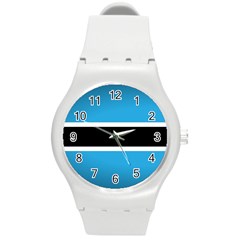 Flag Of Botswana Round Plastic Sport Watch (m) by trulycreative