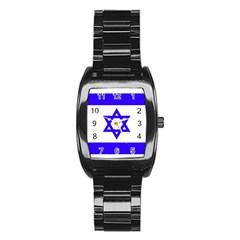 Flag Of Israel Stainless Steel Barrel Watch by trulycreative