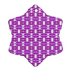 Pink  White  Abstract Pattern Snowflake Ornament (two Sides) by BrightVibesDesign