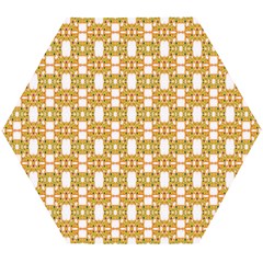Yellow  White  Abstract Pattern Wooden Puzzle Hexagon by BrightVibesDesign