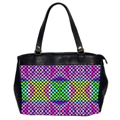 Bright  Circle Abstract Black Pink Green Yellow Oversize Office Handbag (2 Sides) by BrightVibesDesign