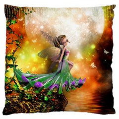 Cute Flying Fairy In The Night Large Cushion Case (two Sides) by FantasyWorld7