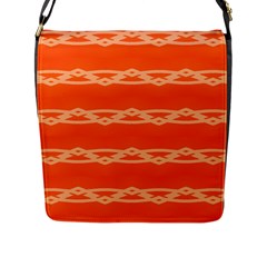 Pattern Orange Flap Closure Messenger Bag (l)