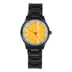 Pattern Yellow Stainless Steel Round Watch by HermanTelo