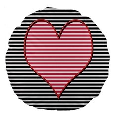 Heart Stripes Symbol Striped Large 18  Premium Flano Round Cushions