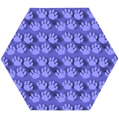 Pattern Texture Feet Dog Blue Wooden Puzzle Hexagon by HermanTelo