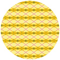 Pattern Pink Yellow Wooden Puzzle Round by HermanTelo