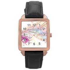 Music Notes Abstract Rose Gold Leather Watch  by HermanTelo