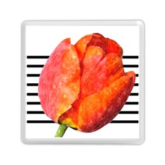 Tulip Watercolor Red And Black Stripes Memory Card Reader (square) by picsaspassion