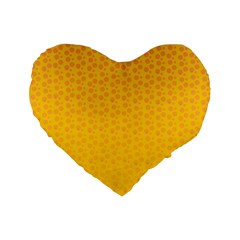 Background Polka Yellow Standard 16  Premium Flano Heart Shape Cushions