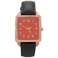 Illustrations Fabric Triangle Rose Gold Leather Watch 