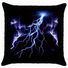Blue Thunder Colorful Lightning Graphic Throw Pillow Case (black) by picsaspassion