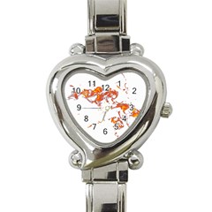 Can Walk On Fire, White Background Heart Italian Charm Watch by picsaspassion