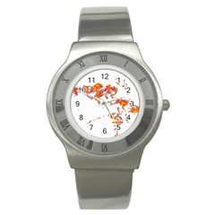 Can Walk On Fire, White Background Stainless Steel Watch by picsaspassion