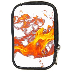 Can Walk On Volcano Fire, White Background Compact Camera Leather Case by picsaspassion