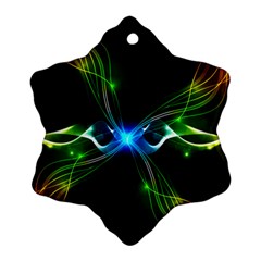 Colorful Neon Art Light Rays, Rainbow Colors Snowflake Ornament (two Sides)