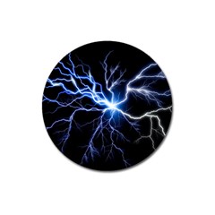 Blue Thunder Colorful Lightning Graphic Impression Magnet 3  (round) by picsaspassion